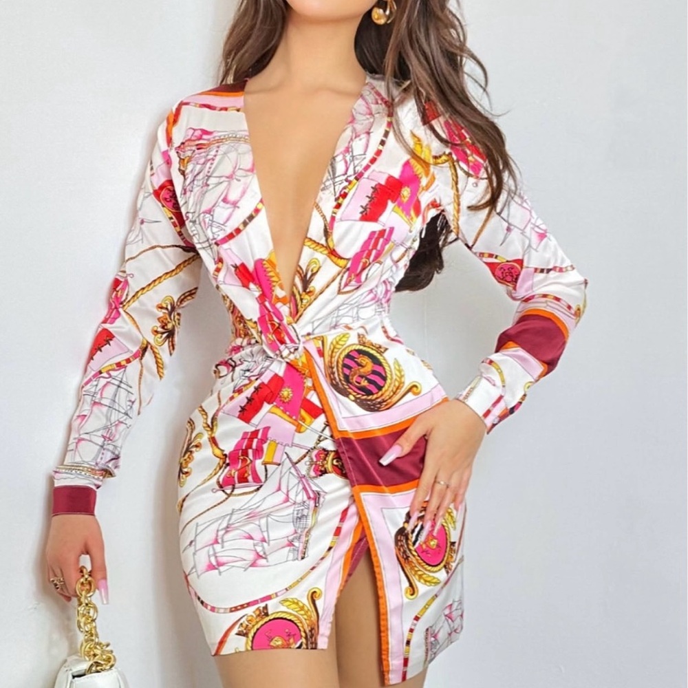 Vibrant Patterned Wrap Dress